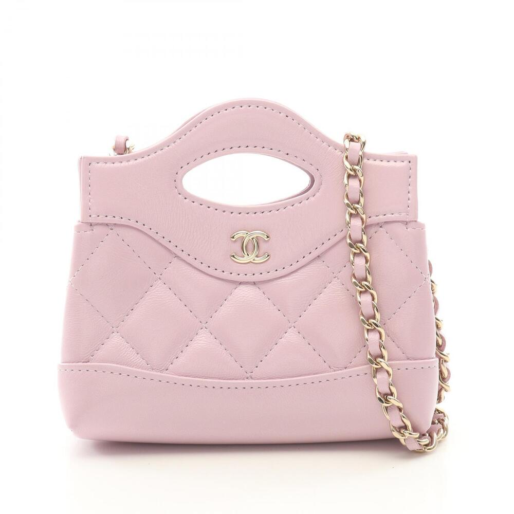 Chanel Chain Clutch Matelasse Shoulder Bag Leather Pink